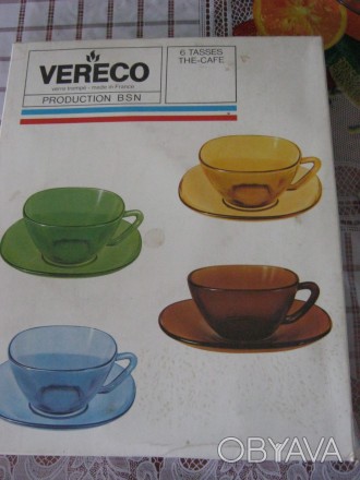 Кофейный сервиз (6 чашек и 6 блюдечек) Vereco, производства Франции 1970-х годов. . фото 1