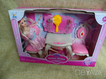 Кукла с столиком и аксессуарами для Барби или кукол размером до 28см. Игровой на. . фото 1