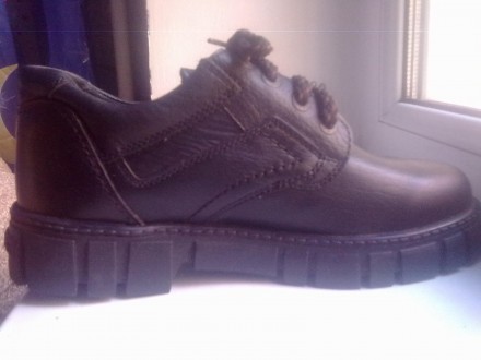 Кожаные, черные, осенние туфли от Львовской фабрики "Мальви", р.39, прочная подо. . фото 5