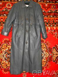 Пальто женское кожаное, р,50-52 с капюшоном, темно-серого цвета,в хорошем состоя. . фото 3