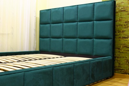Мягкая кровать 160 х 200 см. Кровать со вставками мягких панелей. Кровать оснаще. . фото 3