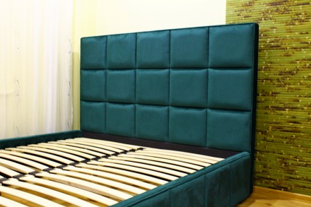 Мягкая кровать 160 х 200 см. Кровать со вставками мягких панелей. Кровать оснаще. . фото 7