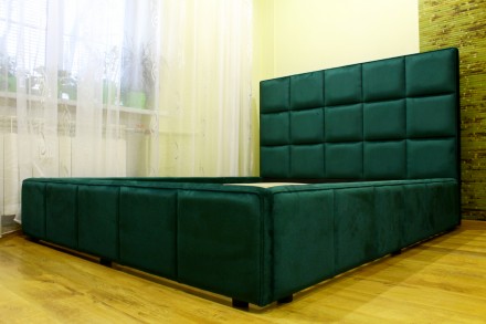 Мягкая кровать 160 х 200 см. Кровать со вставками мягких панелей. Кровать оснаще. . фото 2