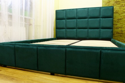 Мягкая кровать 160 х 200 см. Кровать со вставками мягких панелей. Кровать оснаще. . фото 5