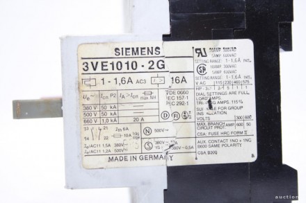 Автоматический выключатель электродвигателя (тепловое реле) Siemens 3VE1010-2G1-. . фото 3