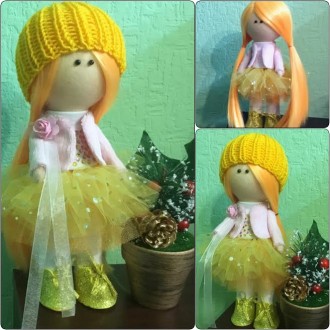 Авторская интерьерная текстильная дизайнерская кукла 30см ручной работы Подобная. . фото 8