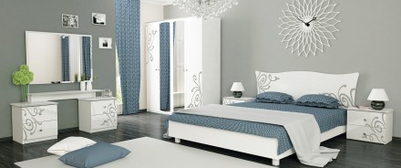 Спальня Богема продукується в 3-х кольорах: глянець білий, глянець чорний, вишня. . фото 2