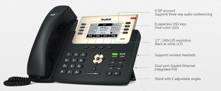 Yealink SIP-T27G - sip-телефон бизнес-класса на 6 линий с большим экраном и прог. . фото 4