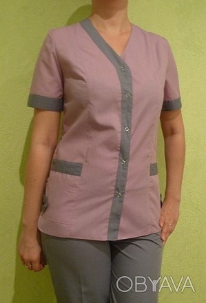 Женский медицинский костюм Радуга состоит с куртки с V-образным вырезом, коротки. . фото 1