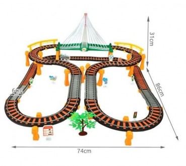 Новый интерактивный игровой набор 2в1! Железная дорога с мостом+автодром, со зву. . фото 3
