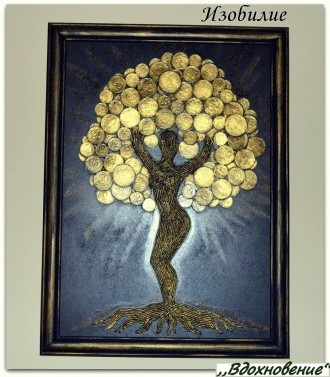 Продам картину (денежное дерево) изготовленную в стиле пейп-арт. Это чудесный по. . фото 2