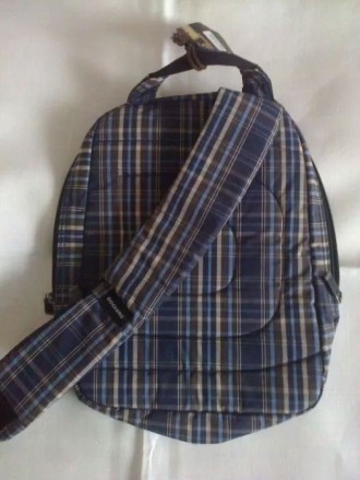 Рюкзак клетчатый повседневный городской детский 
Передний карман на молнии с ор. . фото 4