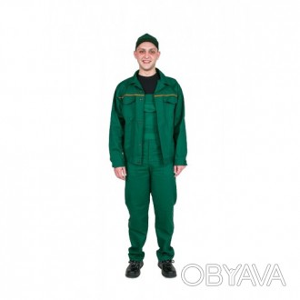 Рабочий костюм зеленый состоит из полукомбинезона и куртки. Куртка укороченная п. . фото 1