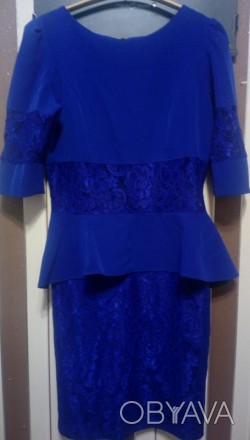 Красивое платье синего цвета .в идеальном состоянии,одевалась 3 раза на мероприя. . фото 1
