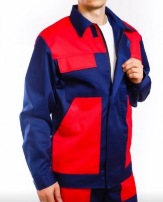 Костюм рабочий  Инженер сине-красный
Куртка застегивается на молнию и липучки. . . фото 3