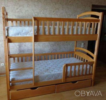 Производим Детские двухьярусные деревяные кровати Карина и Карина-Люкс. по самым. . фото 1