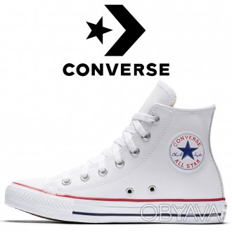 Кеды Converse Chuck Taylor All Star ⭐ оригинал, белые, кожаные, высокие,   модел. . фото 1