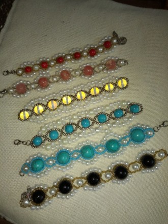 Продам плетённые  браслеты ручной работы из натуральных камней (бирюза,лунный ка. . фото 3