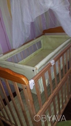 Кроватка-манеж раскладывается в длину по росту ребёнка,матрас,люлька качалка для. . фото 1