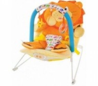Жирафики Детское кресло-качалка Львенок с 3-мя развивающими игрушками, вибрацией. . фото 2