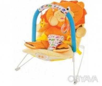 Жирафики Детское кресло-качалка Львенок с 3-мя развивающими игрушками, вибрацией. . фото 1