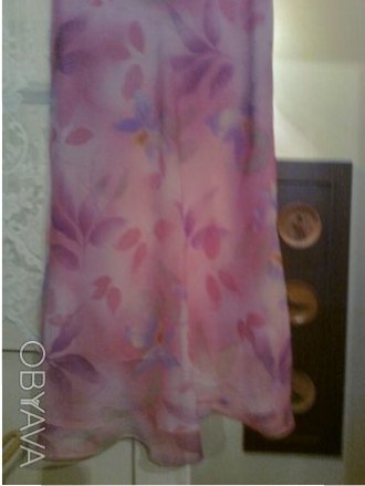 Юбка в отличном состоянии, прозрачная розовая ткань с подкладкой, пояс  - на рез. . фото 1