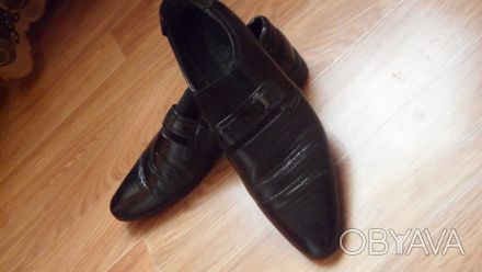 туфли для подростка, 40 размер, на узкую ножку, классика с узким носком, черные,. . фото 1
