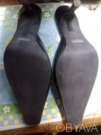 Сабо кожаные чёрные б/у-очень мало ношены (набойка родная)р. 38, 5, каблук 7 см,. . фото 5