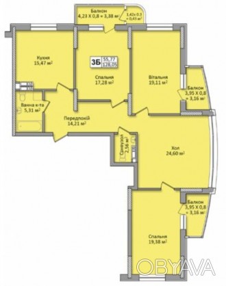 ЖК Министерский продам по переуступке свою 4-х комнатную квартиру на 7 этаже, пл. . фото 1