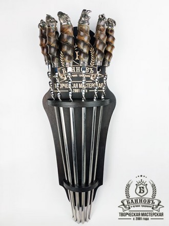Комплект шампуров ручной работы "Африка"

В колчане: 4700 грн
С настенным под. . фото 5