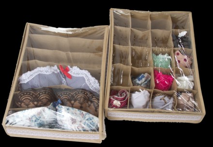 Комплект органайзеров из 2 шт с крышкой, бежевый (116448). Київ. фото 1