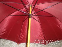 Большой зонт-трость с деревян. ручкой бордового цвета,8 спиц с деревян.наконечни. . фото 5