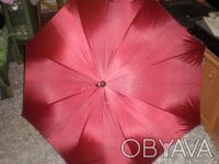 Большой зонт-трость с деревян. ручкой бордового цвета,8 спиц с деревян.наконечни. . фото 3