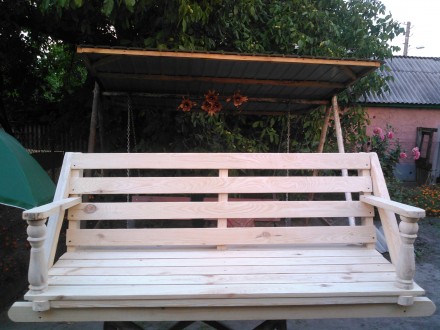 Деревянная подвесная скамейка для садовой качели сидение 170.смПо городу доставк. . фото 5