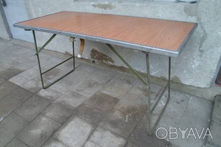 стіл розкладний верх полірований роз 150на65см обшитий метал кутниками нержавійк. . фото 1