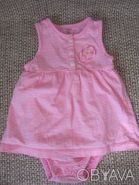 Песочник платье для девочки розовое в полоску "Цветочек". Новое. Размер 18 месяц. . фото 2