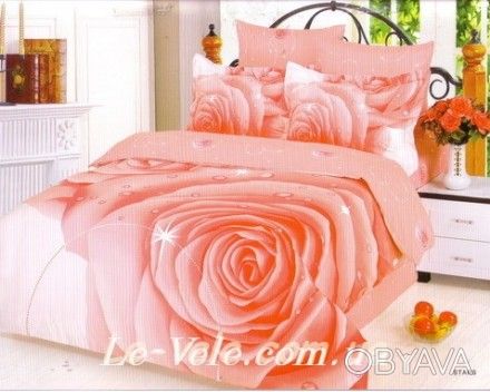 Продам постельный комплект Le Vele - евро размер новый,Турция.В нежно розовой ра. . фото 1