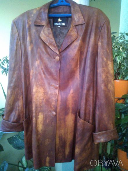 Куртка женская кожаная в хорошем состоянии, размер 58-60 
(10 ХL). . фото 1