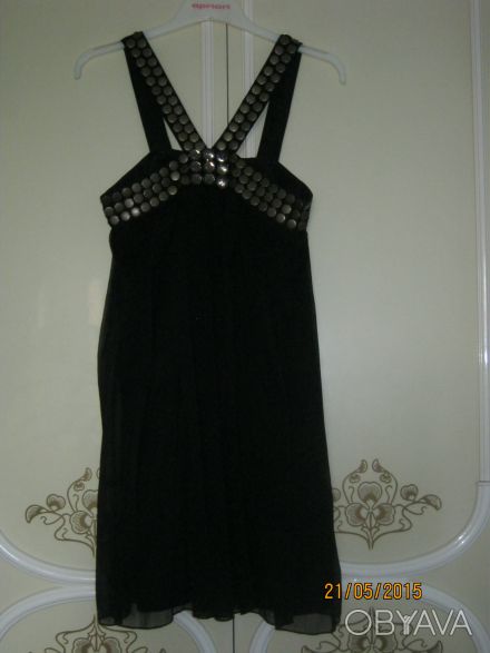 оригинальное  платье-сарафан Morgan из черного шифона (100% вискоза) на  подклад. . фото 1