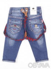 Стильные джинсы синего цвета для маленьких модников. Зауженная модель ( но не в . . фото 2