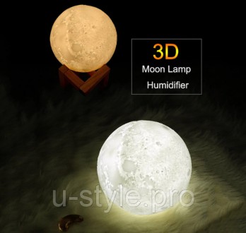 
Лунная лампа, выполненная с технологией 3D печати, реалистичная полнолуние, пов. . фото 4