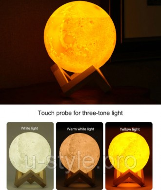 
Лунная лампа, выполненная с технологией 3D печати, реалистичная полнолуние, пов. . фото 5