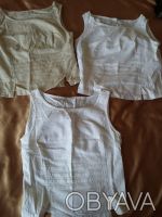 Блузки из льна две белые и одна бежевая. Все одинакового фасона и размера, все п. . фото 5
