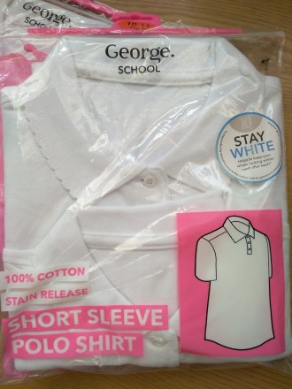 Школьная рубашка - поло George (Англия).

Размер: 128/135(8-9лет), 135/140(9-1. . фото 3