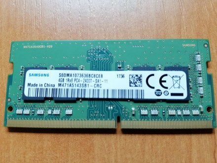 Память SODIMM для ноутбука, производитель SAMSUNG DDR4-2400 4096MB PC4-19200 4GB. . фото 3