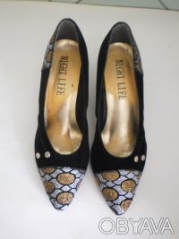 Туфли из бархата, основной цвет черный с золотистыми и серебряными вставками, вн. . фото 4