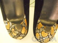 Туфли из бархата, основной цвет черный с золотистыми и серебряными вставками, вн. . фото 5