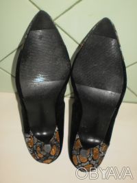 Туфли из бархата, основной цвет черный с золотистыми и серебряными вставками, вн. . фото 6
