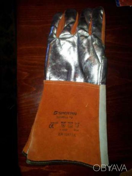Перчатки термостойкие с алюминизированной поверхностью на тыльной стороне. Основ. . фото 1