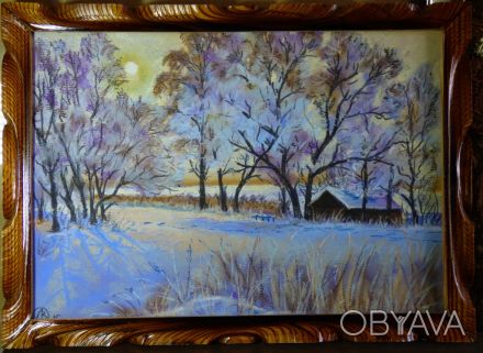 Картина от автора "Лютий-закат" пастель А4,деревянная рама со стеклом. . фото 1